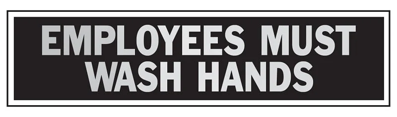 Hy-Ko 443 Princess Sign, Rectangular, EMPLOYEES MUST WASH HANDS, Gray Legend, Red Background, Aluminum, Pack of 10