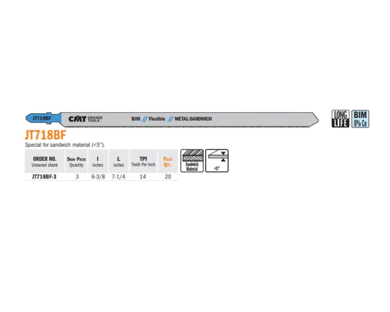 Jig Saw Blade for Metal & Sandwich Material