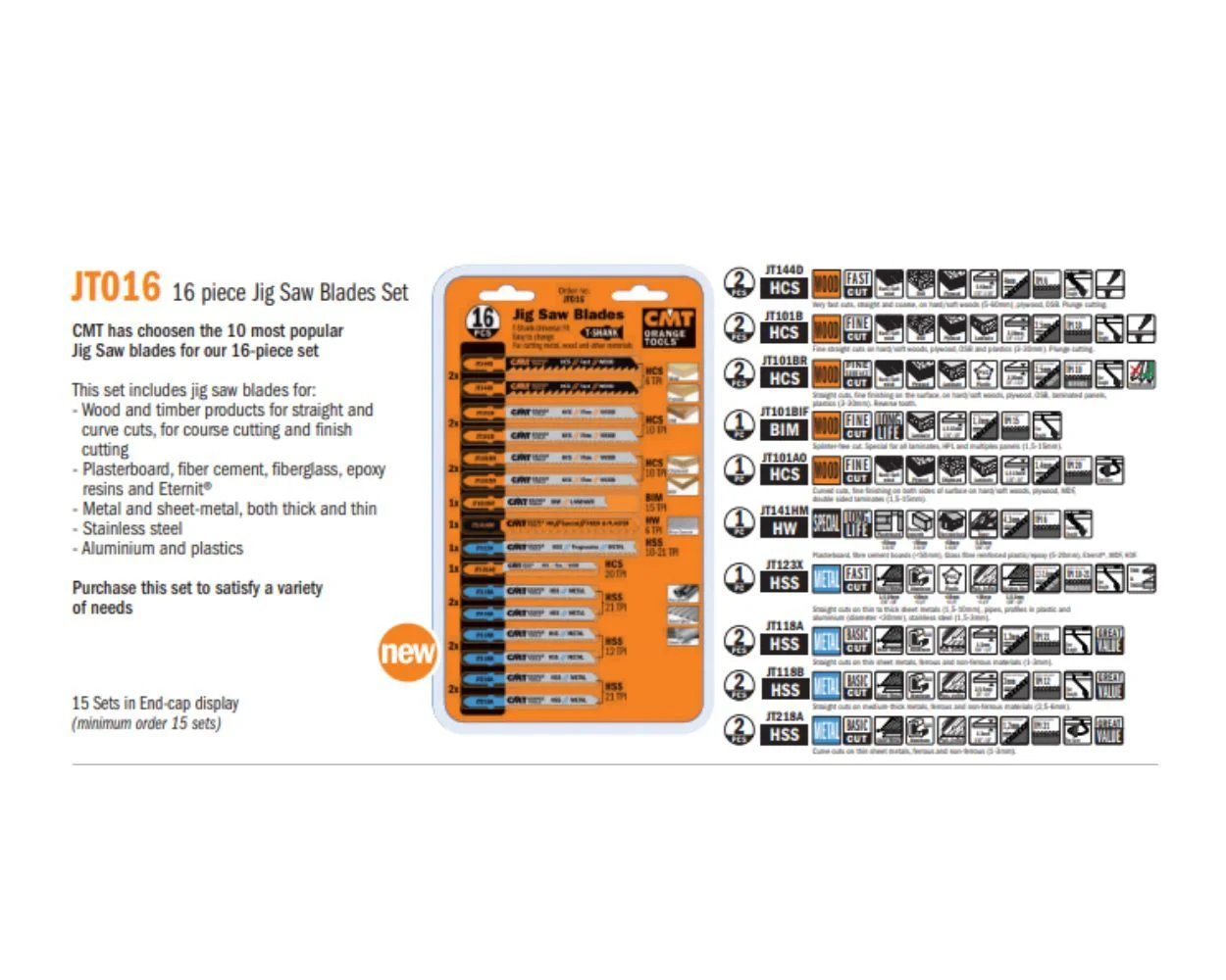 Jig Saw Blades – 16 Piece Set