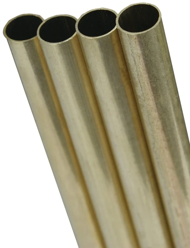 K & S 1149 Decorative Tube, Round, 36 in L, 1/4 in Dia, 0.014 in Wall, Brass, Pack of 5