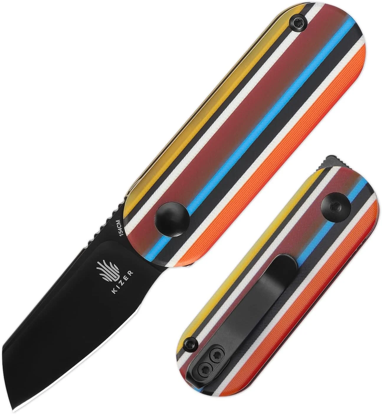 Kizer Serape Series Mini Bay Pocket Knife, 1.9 Inches 154CM Steel Blade EDC Knife, G10 Handle Small Folding Camping Knives Tools V2583C1