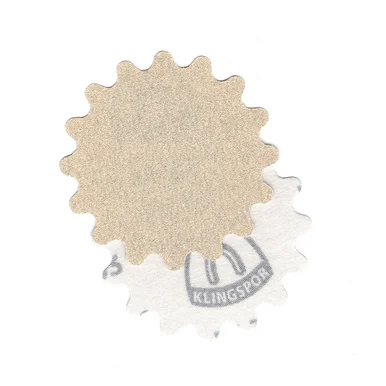 Klingspor Abrasives Stearate Aluminum Oxide, PS33, 3"x No Hole, 150 Grit, Hook & Loop Scalloped Discs, 10pk
