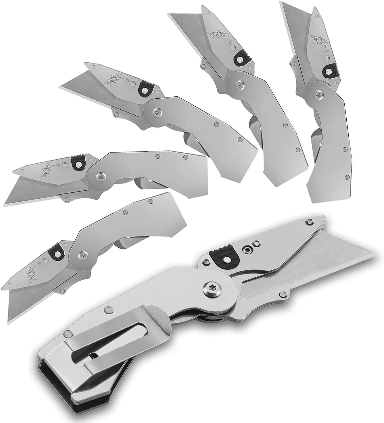 Lichamp 6-Pack Folding Utility Knife Box Cutter, Quick Change Razor Knife Utility Pocket Construction Blade, (Silver, C6SL)