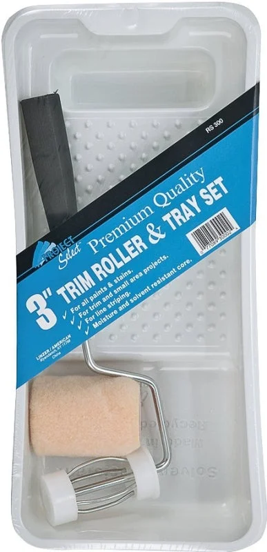 Linzer RS300 Roller and Tray Set, Mini Size, Plastic, Includes: (1) 4 in Roller Frame, (1) 3/8 in Roller Cover