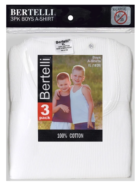 Little Boy's Ribbed A-Shirts - 3-Packs - Sizes 2T-Medium - White