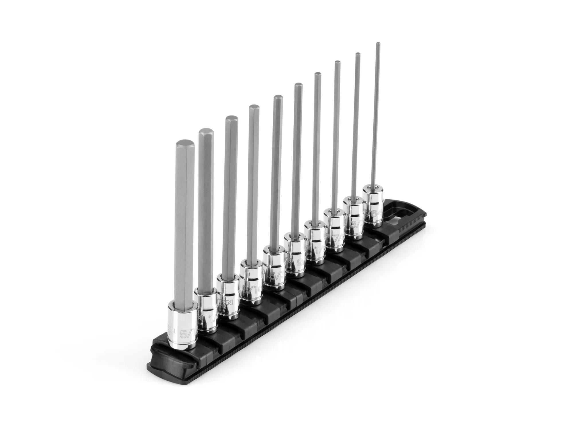 Long Hex Bit Socket Set with Rail (10-Piece)