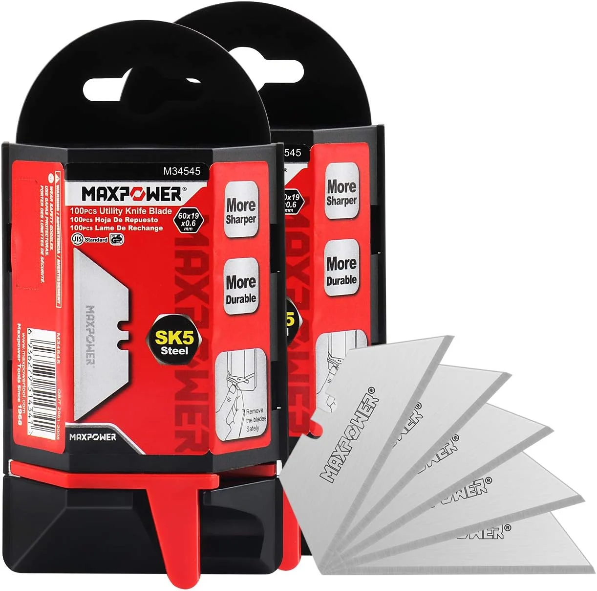 MAXPOWER 200-pieces Utility Knife Blades SK5 Steel