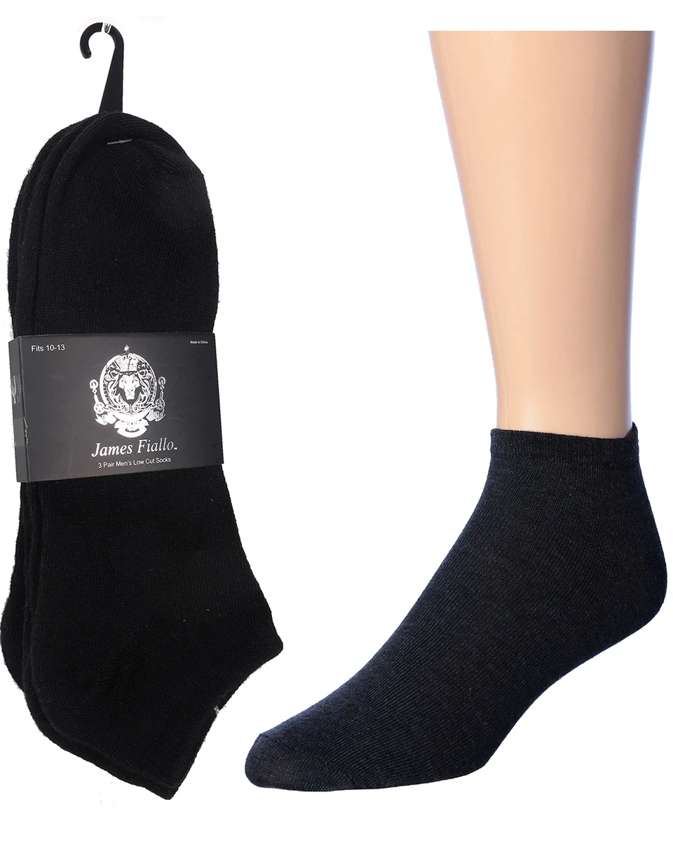 Men's Black Low Cut Socks - Size 10-13 - 3-Pair Packs