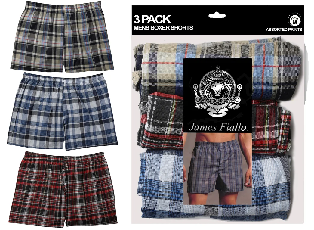 Men's Boxers - Plaid Prints - 3-Packs - Sizes Small-XL