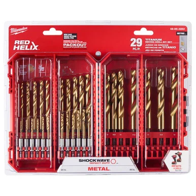 Milwaukee 48-89-4862 Metric SHOCKWAVE Titanium RED HELIX Kit 29 pc.