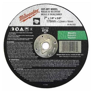 Milwaukee 49-94-7055 Masonry Cut-Off 7 x 1/8x 5/8 in Type 1