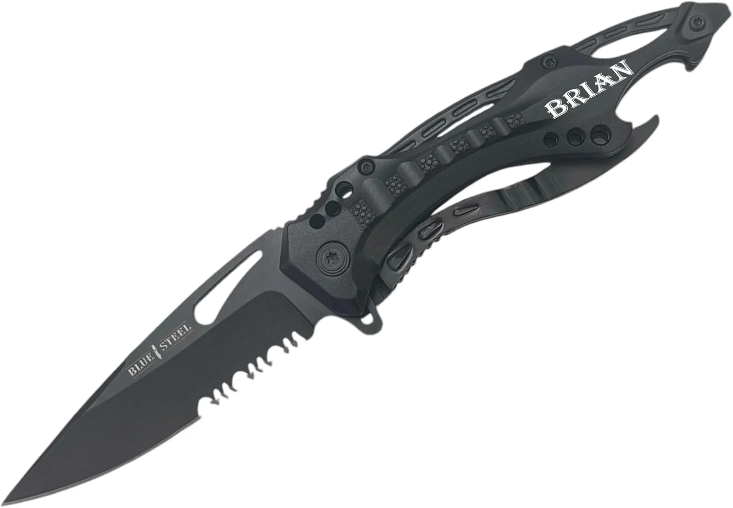 MTech USA, Tac – Force Personalized Laser Engrave Pocket Knife, Fathers Day, Groomsmen Gift, Graduation Gifts, Gifts for Men Free Engraving 4.5″ CLOSED (Black/Gold)