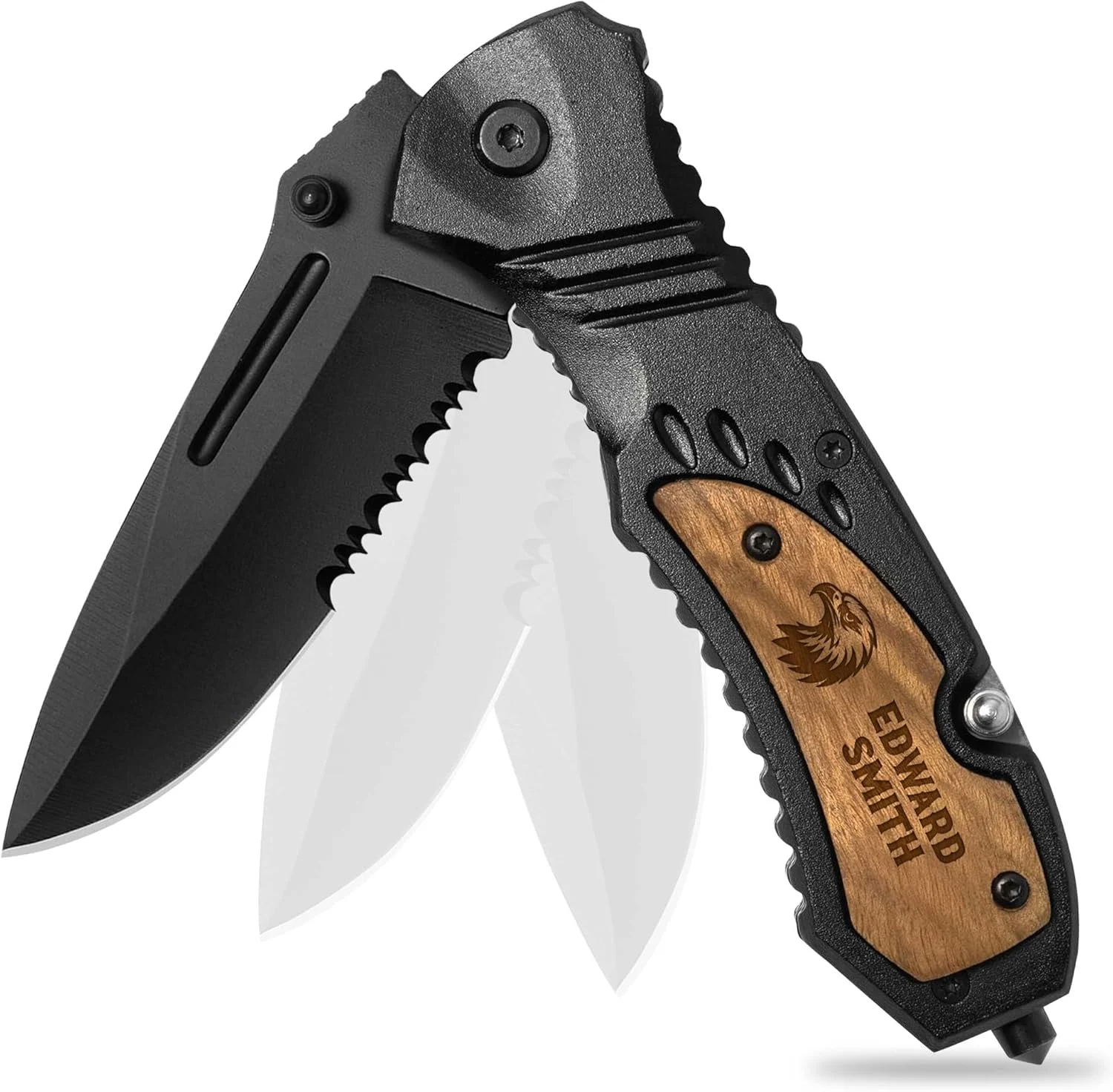 My Sign Center Custom Personalized Pocket Knife Gift for Camping, Hunting, Everyday Carry, Belt Clip, Engraved Pocket Knife for Men, 3.5 inch Stainless Steel Blade