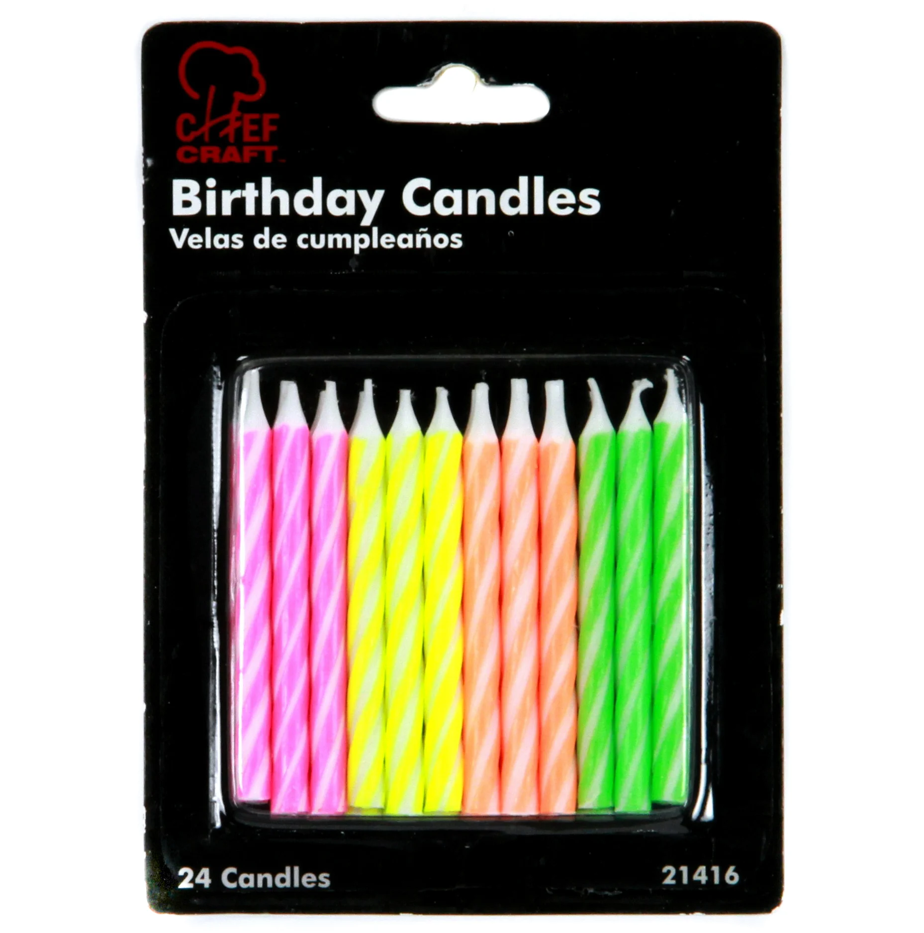 Neon Spiral Candles - 24-Packs