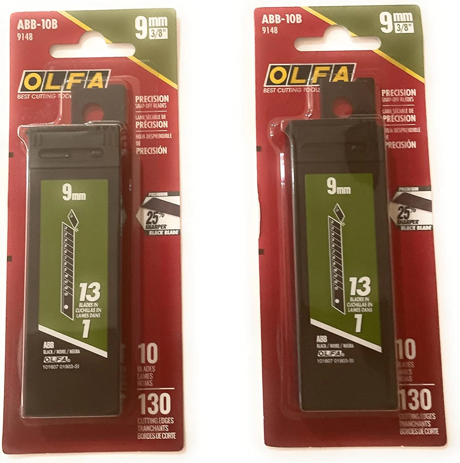 OLFA 9148 ABB-10B 9mm UltraSharp Black Snap-off Blade, 10-Pack (2 Pack)