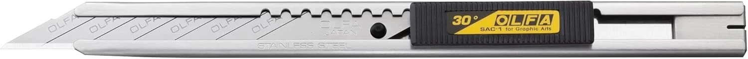 OLFA 9mm Stainless Steel Graphics Knife (SAC-1) – Multi-Purpose Retractable Art Utility Precision Knife w/Snap-Off Blade, Replacement Blades: Any OLFA 9mm Blade