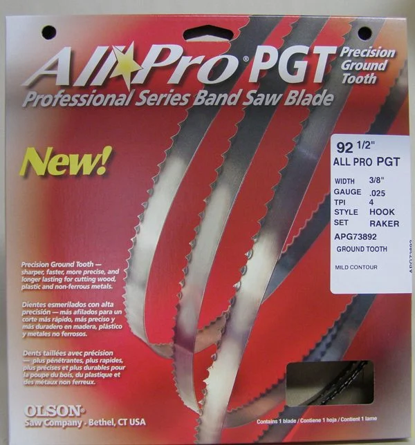 Olson 92-1/2" All Pro APG73892 Premium Band Saw Blade3/8" x .025" 4 TPI Style Hook