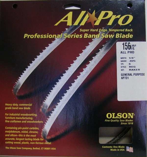 Olson AP73156 156-1/2" All Pro Band Saw Blade x 1/4" x .025" 6 TPI Style Regular