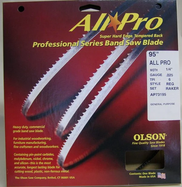 Olson AP73195 95" All Pro Band Saw Blade 1/4" x .025" 6 TPI Style Regular