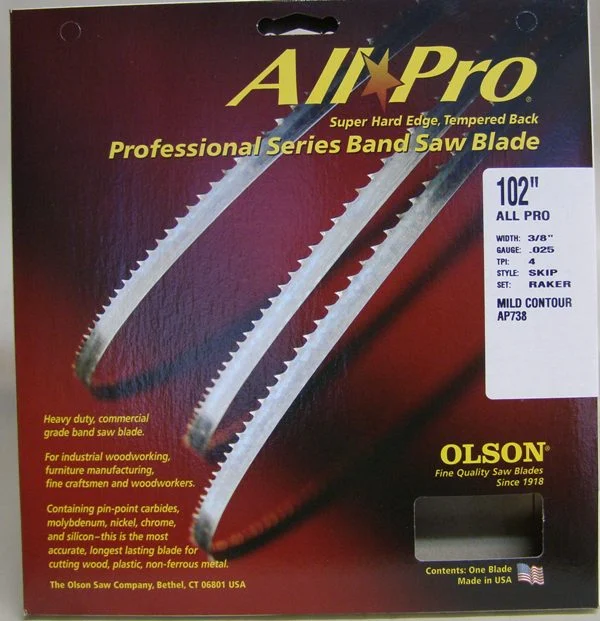 Olson AP73802 102" All Pro Band Saw Blade 3/8" x .025" 4 TPI Style Skip