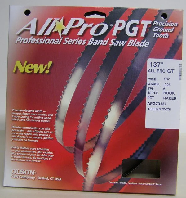 Olson APG73137 137" All Pro PGT Premium Band Saw Blade 1/4" x .025" 6 TPI Style Regular