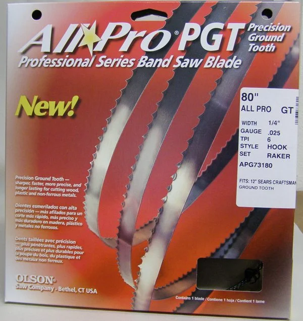 Olson APG73180 80" All Pro PGT Premium Band Saw Blade 1/4" x .025" 6 TPI Style Hook