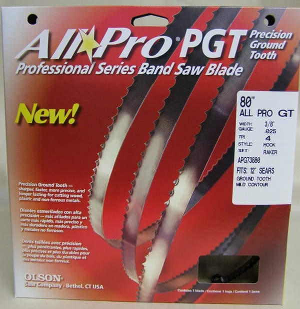 Olson APG73880 80" All Pro PGT Premium Band Saw Blade 3/8" x .025"4TPI Style Hook 12" Sears
