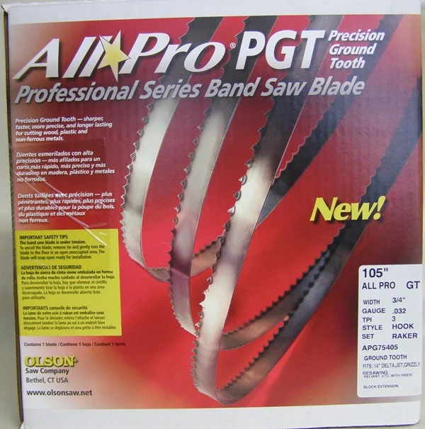 Olson APG75405 105" All Pro PGT Premium Band Saw Blade 3/4" x .025" 3 TPI Style Hook