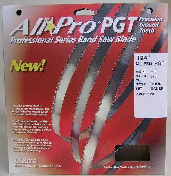 Olson APG77124 124" All Pro PGT Premium Band Saw Blade5/8" x .025" 3 TPI Style Hook