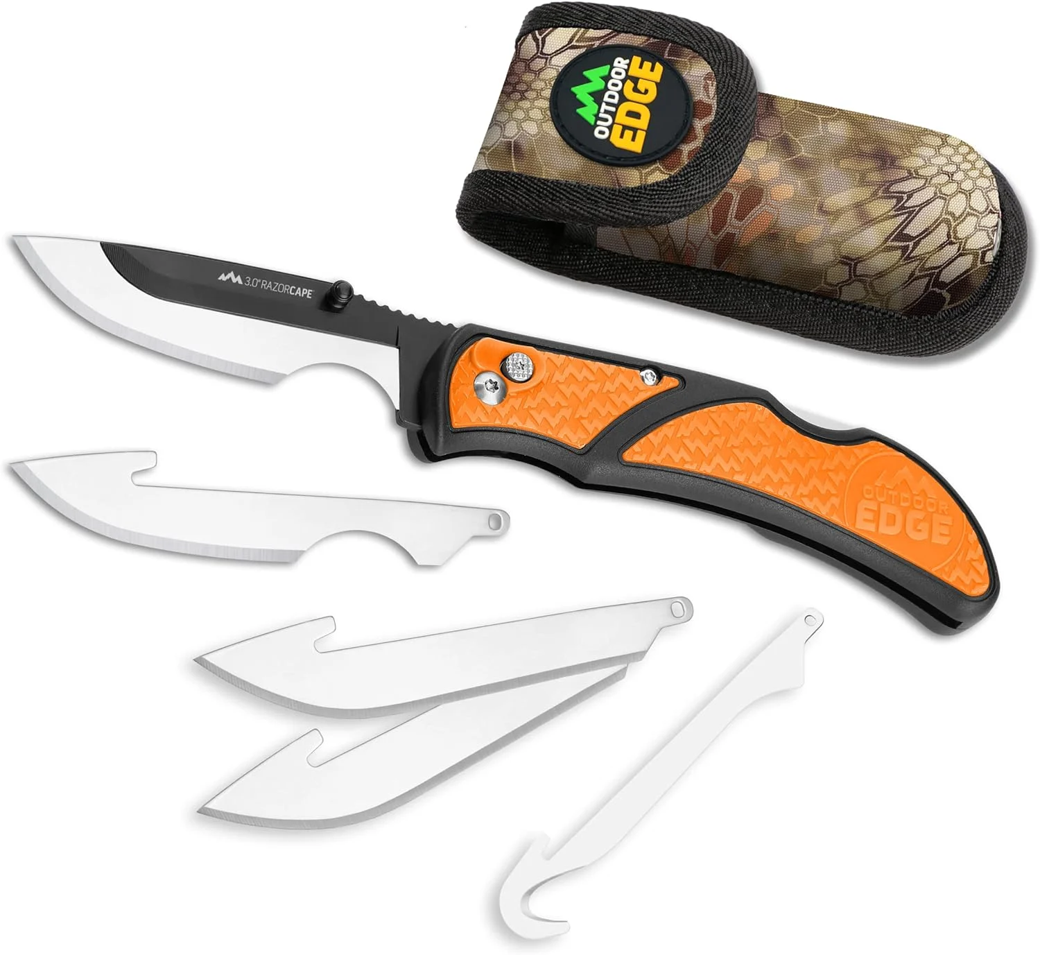 OUTDOOR EDGE 3″ RazorCape Pocket Knife with Replaceable Blades and Clip. The Perfect Folding Compact Hunting Knife for Caping & Skinning Deer. (Orange)