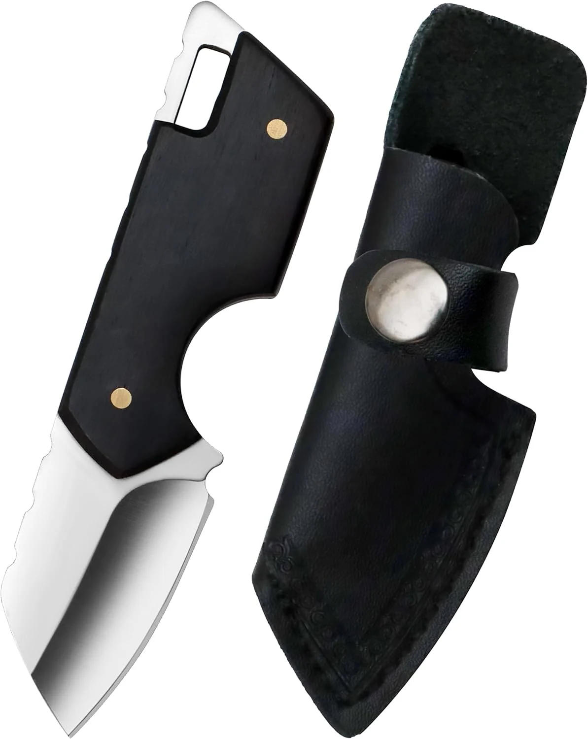 outROAR Gear Stubby Fixed Blade Knife Full Tang with Belt Loop Sheath, Heavy-Duty Tactical, Survival, Camping, Fishing, and Hunting Pocketknife, 2” Length, Wood Grip