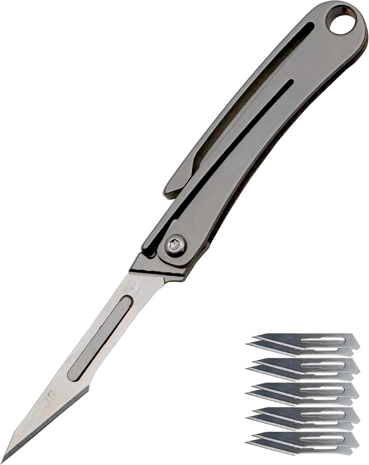 outROAR Gear Titanium Keychain Knife & 10 Replaceable Razor Blades, Mini Folding Scalpel Pocket Box Cutter ultralight edc camping hiking