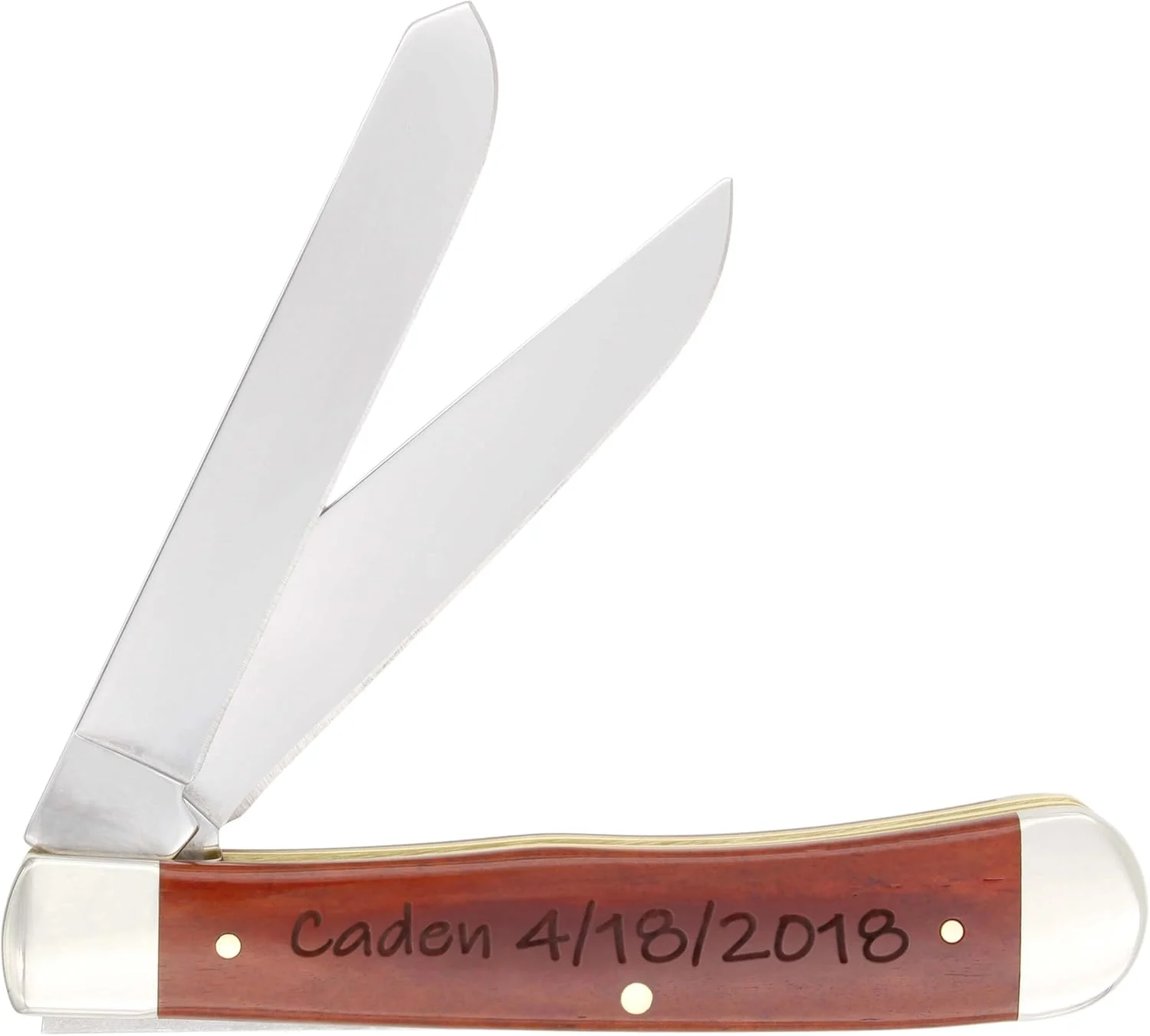 Palmetto Wood Shop – Engraved Case #28707 Trapper Pocket Knife – Personalized Gifts for Men, Folding Knife for Outdoors – Two Tru-Sharp™ Stainless Blades, 4.125-inch Smooth Chestnut Bone Handle