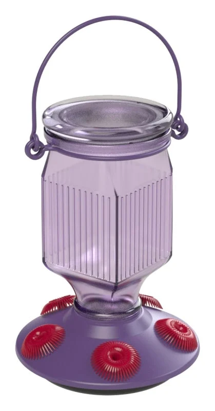 Perky-Pet 9101-2 Bird Feeder, Top-Fill, 16 oz, Nectar, 5-Port/Perch, Glass/Plastic, Lavender, 7-3/4 in H, Hanging