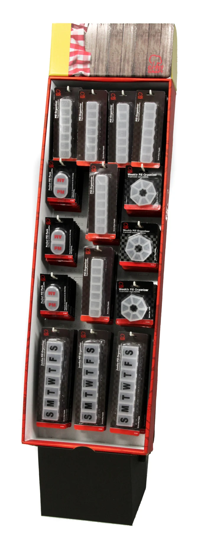 Pill Organizers in Floor Display
