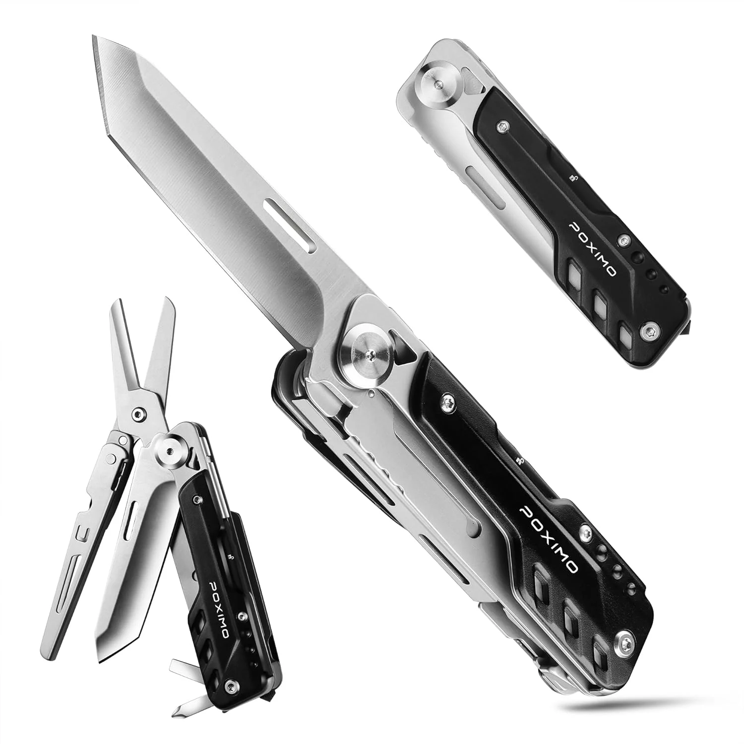 Pocket Knife, Gifts for Men Dad Him Heavy Duty Folding Knife, Stocking Stuffers 5-IN-1 Multitool Kits for Father, Tactical Gear for Camping Hiking Surviving, Valentine’s Day Christmas Gifts