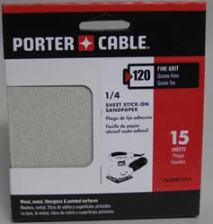 Porter Cable 1/4 Sheet, Adhesive-Backed Sanding Sheets - 120 Grit