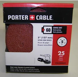 Porter Cable 60 Grit 5" Five Hole Sanding Disc 25 Pack