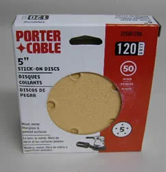 Porter Cable 725501250 120 Grit 5" Five-Hole, PSA Sanding Discs (50 Pack)