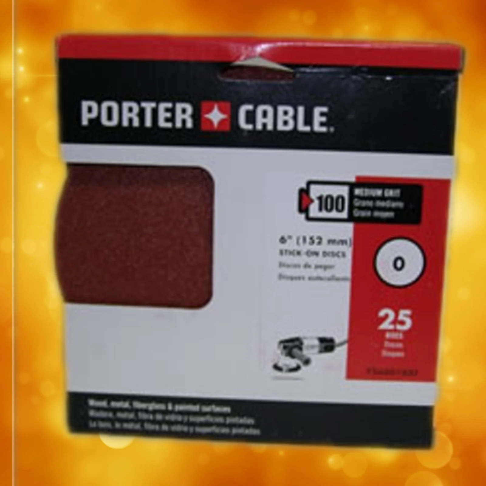 Porter Cable 726001025 100 Grit 6" No Hole PSA Sanding Disc (25 Pack)