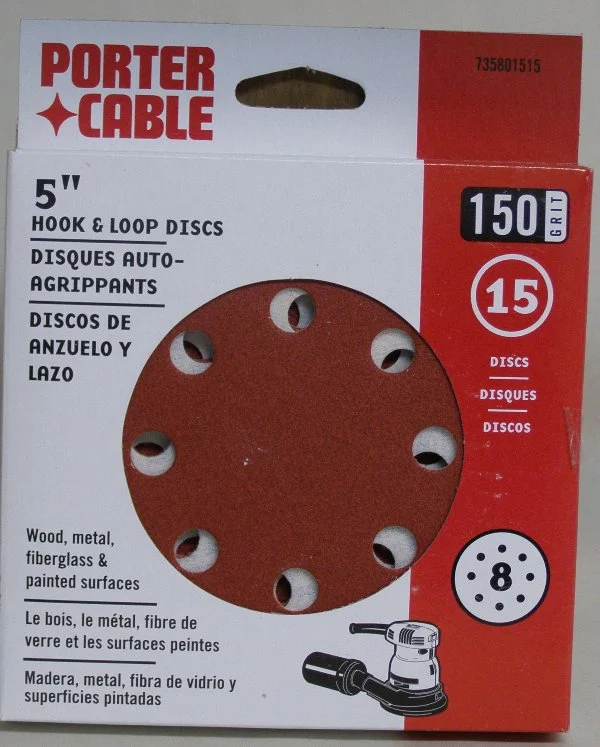 Porter Cable 735801515 150 Grit 5" Eight-Hole, Hook & Loop Sanding Discs (15 Pack)