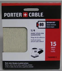 Porter Cable 762800815 1/4 Sheet, Adhesive-Backed Sanding Sheets - 80 Grit