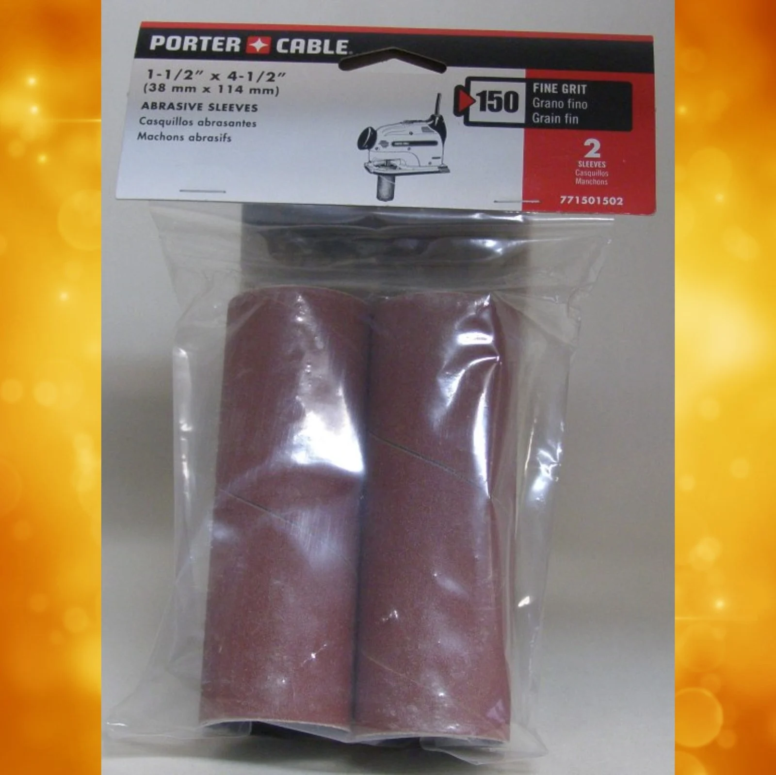 Porter Cable 771501502 1-1/2" x 4-1/2" Drum Spindle Sanding Sleeve - 150 Grit (2 Pak)