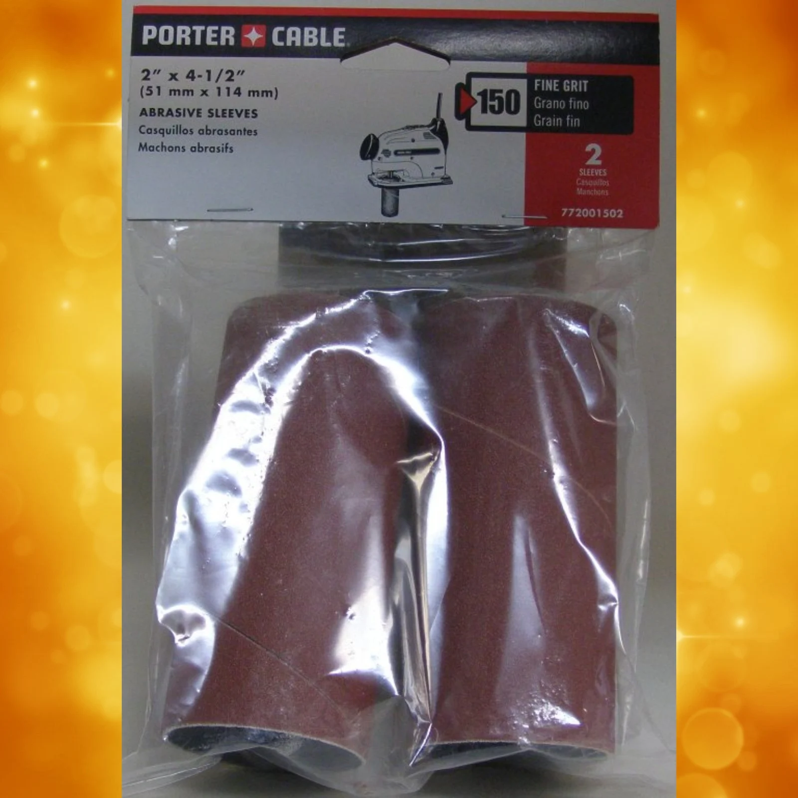 Porter Cable 7720015022" x 4-1/2" Drum Spindle Sanding Sleeve - 150 Grit (2 Pak)