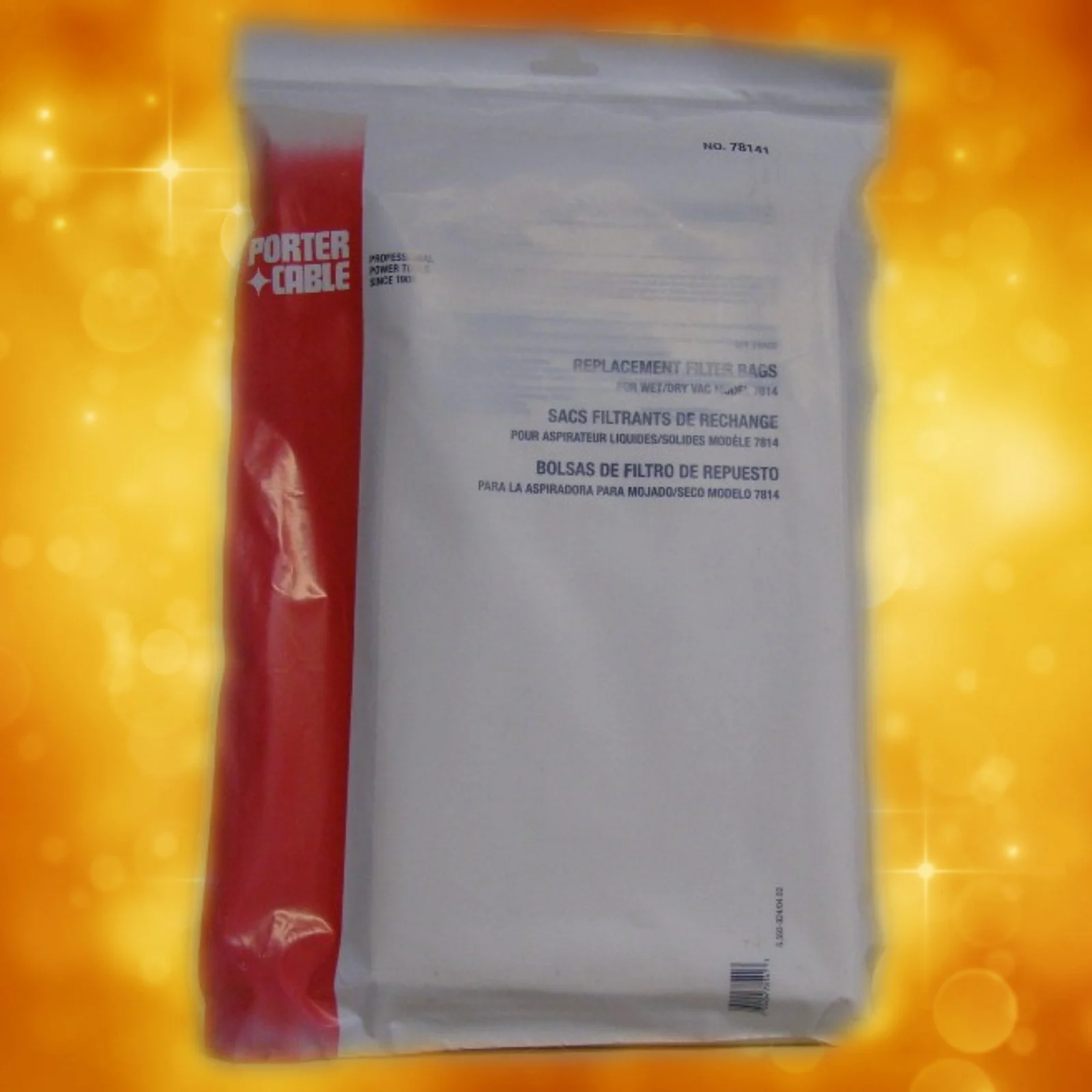 Porter Cable 78141 Filter Bags for 7814 2 ply 15 Gal (3 Pak)