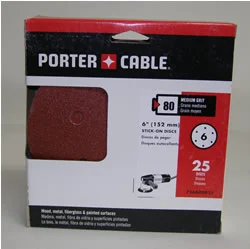 Porter Cable 80 Grit 6" Six-Hole, PSA Sanding Discs 726600825 (25 Pack)