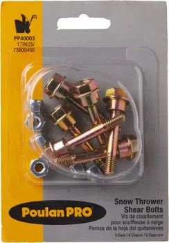 Poulan Snow Blower Replacement Shear Bolts and Nuts, 6 Each # 575938801X