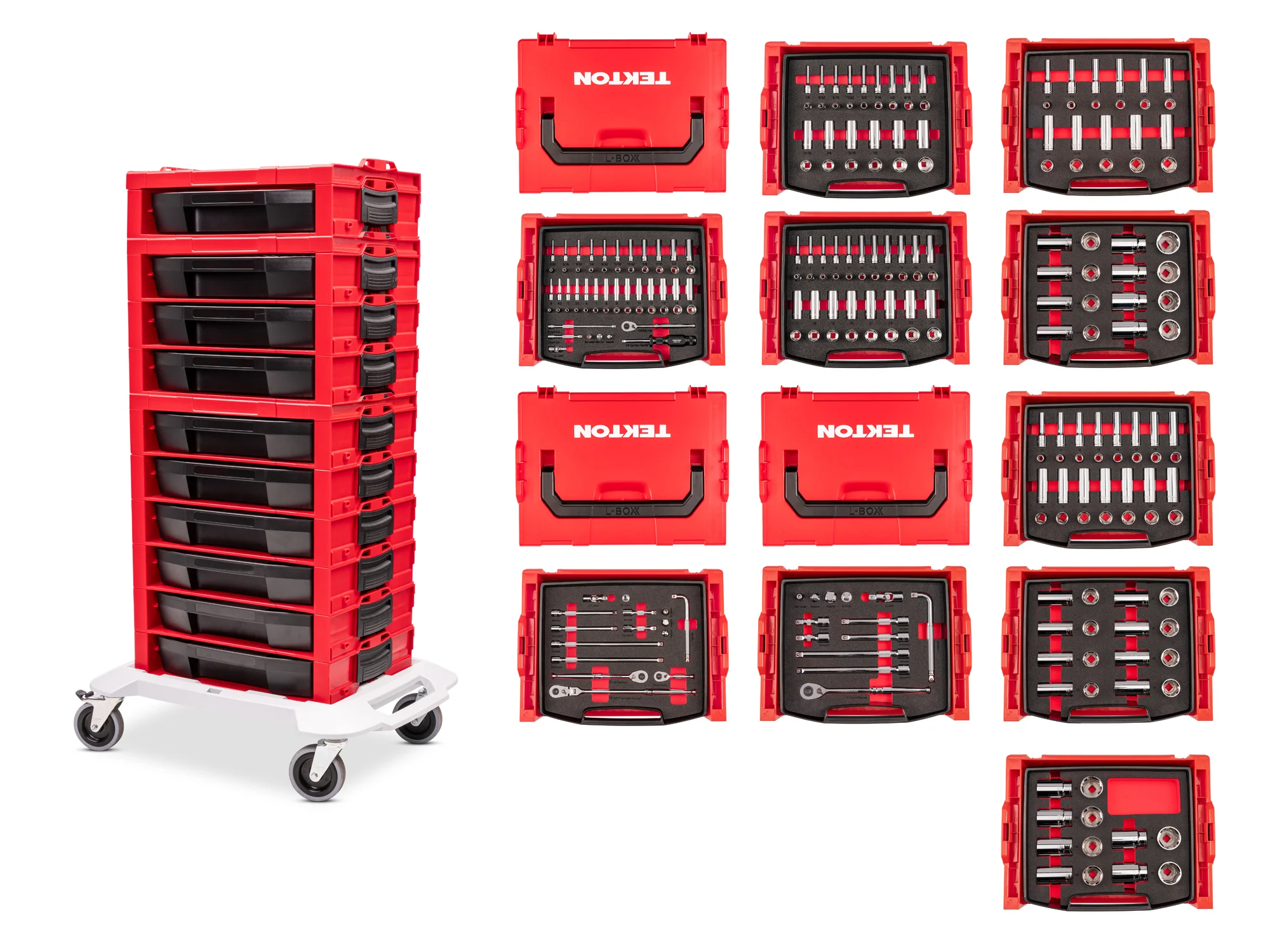 Socket and Ratchet Set in Modular Stacking Tool Cart (250-Piece)