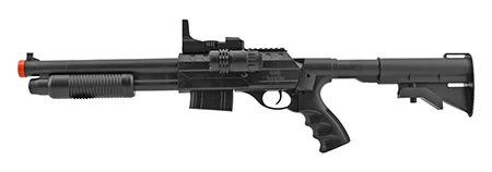 Spring Powered Tactical Airsoft Pump Action Shotgun with Adjustable Stock - M0581C