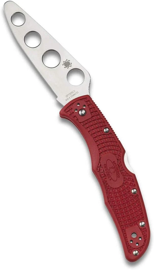 Spyderco Endura 4 Lightweight Signature Trainer Knife with 3.55″ AUS-6 Steel Blade and Red FRN Handle – BluntedEdge – C10TR